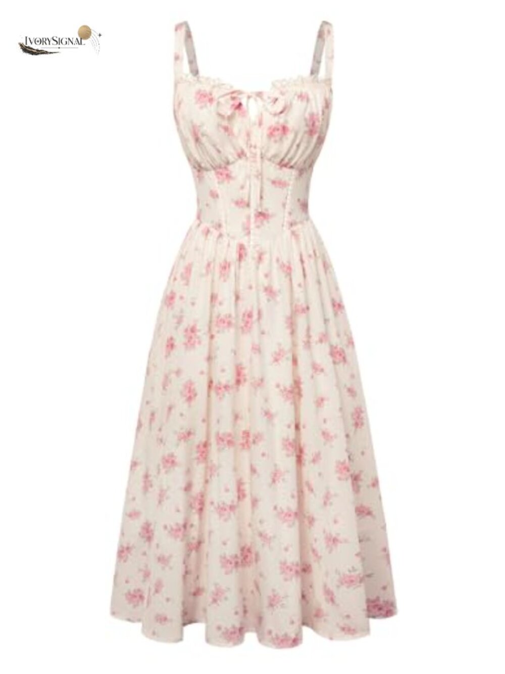 Floral Corset Dress Summer Milkmaid Sundress Cottagecore Midi